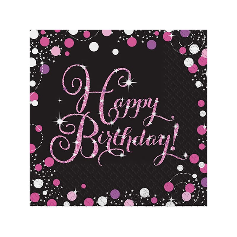 Napkins Lunch Birthday Sparkling PinPk16