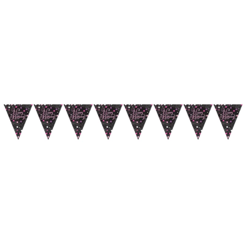 Happy 21st Birthday Flag Banner - Ghirlanda 21° Compleanno In Foil Rosa, 4 Metri Per Feste In Casa O All'Aperto