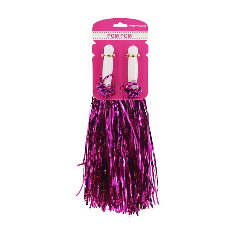 Pom Poms Pink Tinsel Pk2
