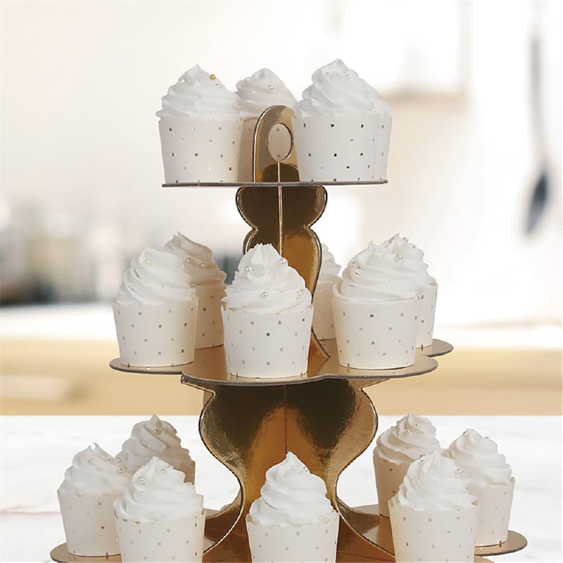 Stand Cup Cake Metallic Gold 3 Tier