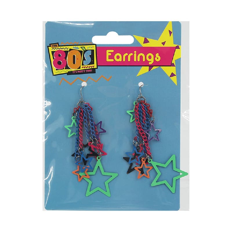 Earrings Star Dangle 80's Pierced Ears