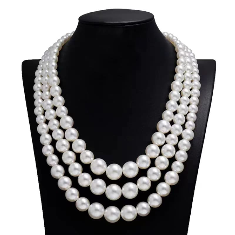 Necklace Beads White Pearl Flapper Long