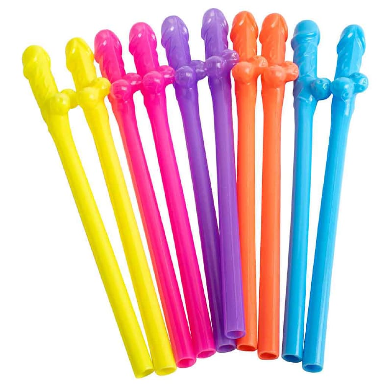 Straws Willie Assorted Colours Pk10