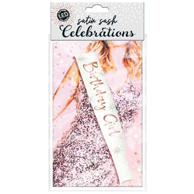 Sash Birthday Girl Flashing Cream