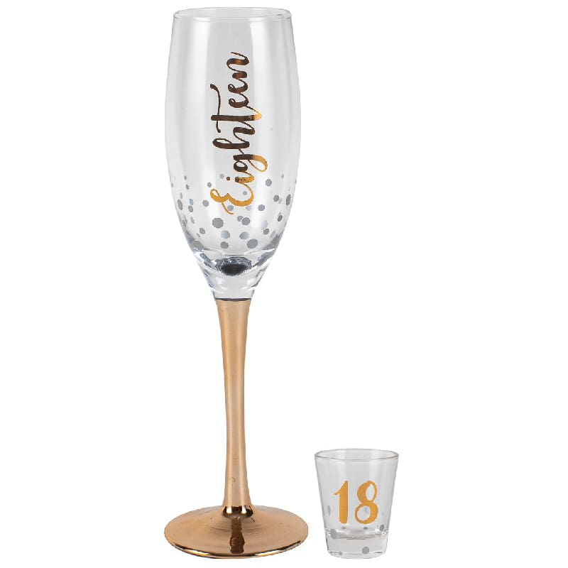 Flute Champagne Shot Glass Rose Eighteen