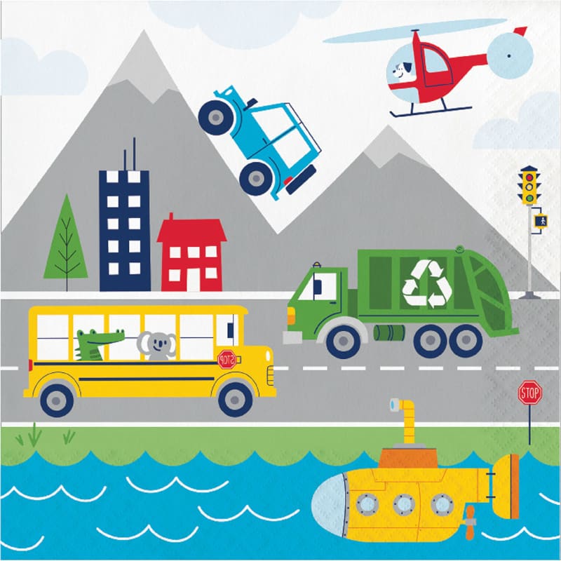 Transportation Lunch Napkins Pk16