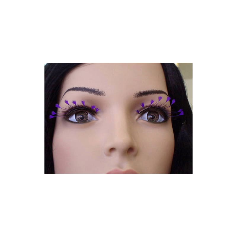 Eyelashes Black with Purple Feather Tips
