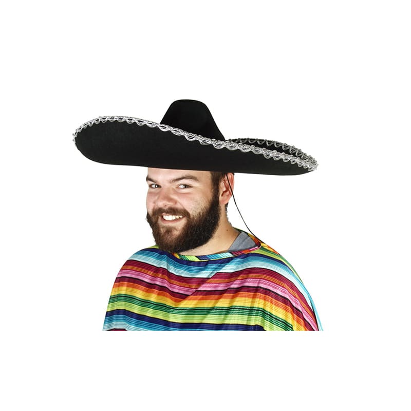 Sombrero Hat Black with Silver Trim