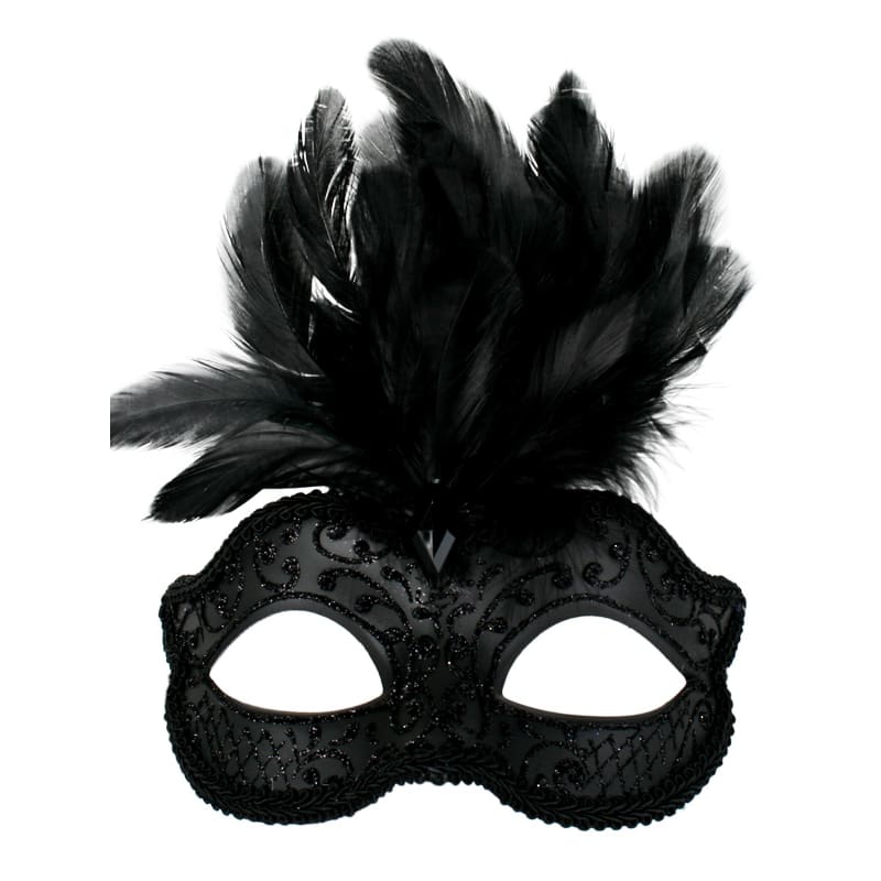Mask Daniella Black With Feathers
