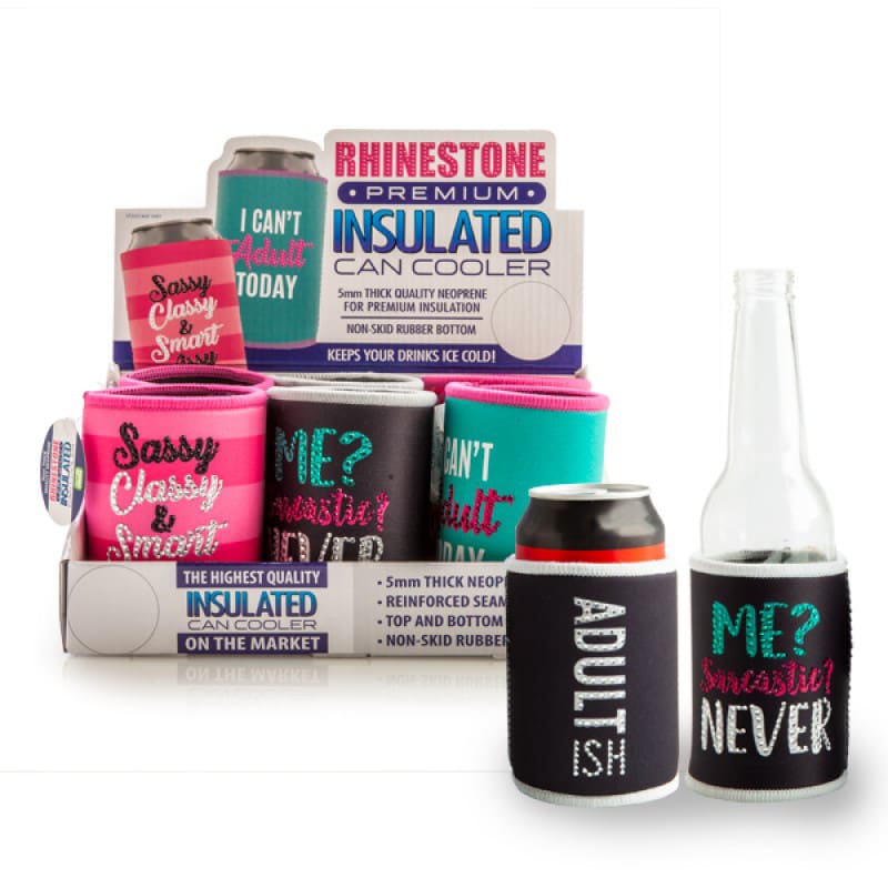 Stubby Cooler Rhinestone Assort Designs