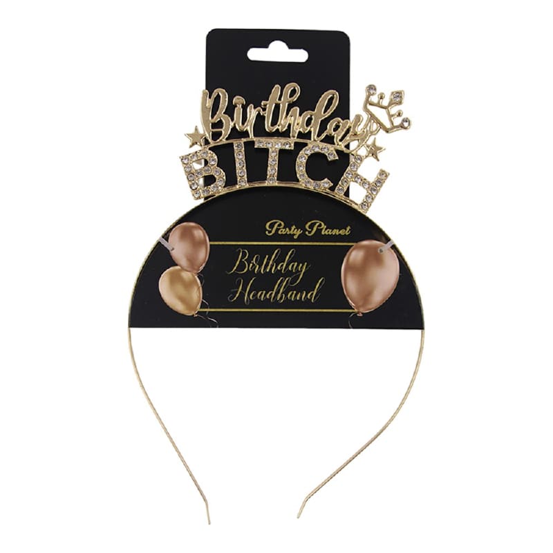 Headband Birthday Bitch Gold