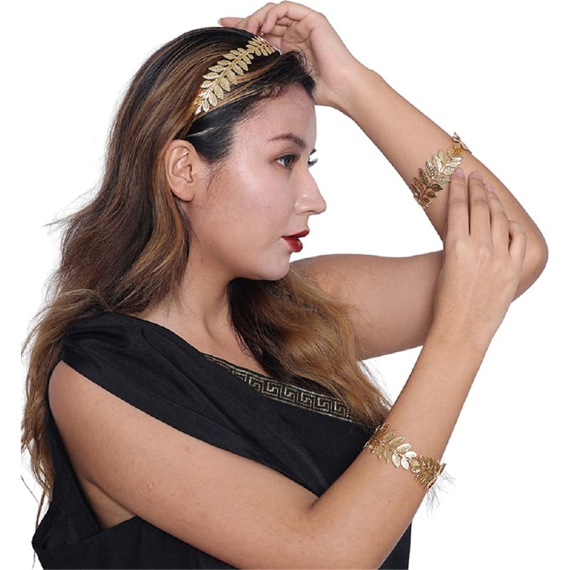 Crown and Bracelet Set Goddess Leaf
