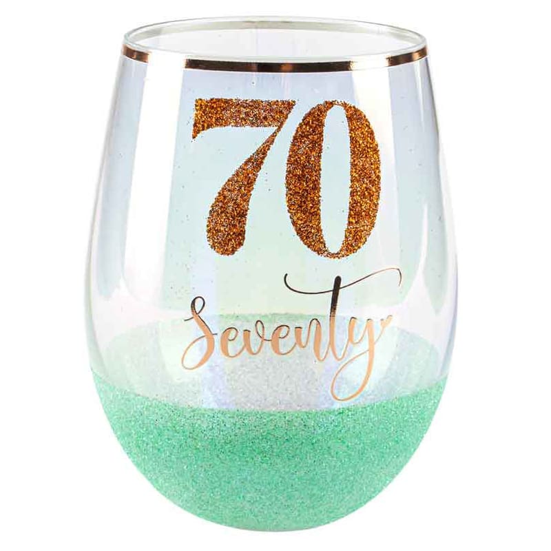 Wine Glass Stemless 70 Glitter Green
