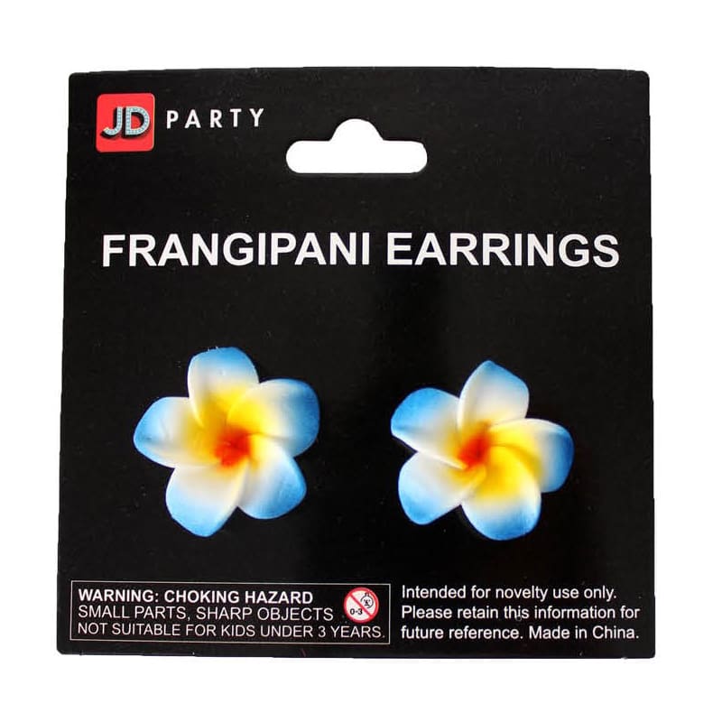 Earrings Hawaiian Frangipani Blue Pk2