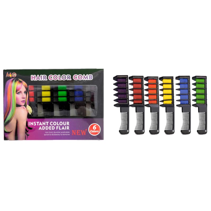 Hair Comb Coloured Pk6