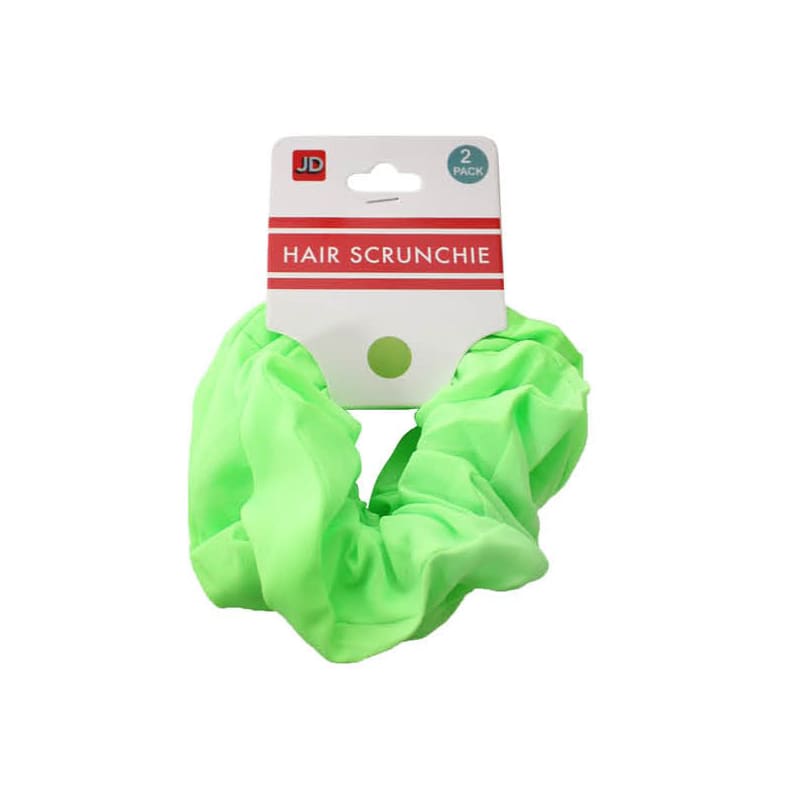 Hair Scrunchies Neon Green Pk2
