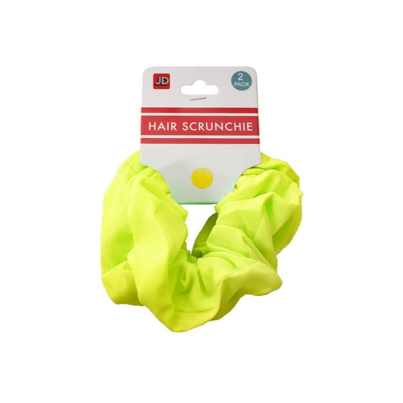 Hair Scrunchies Neon Yellow Pk2