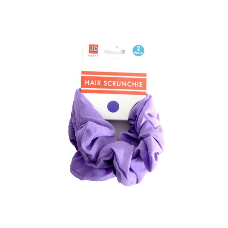 Hair Scrunchies Neon Purple Pk2
