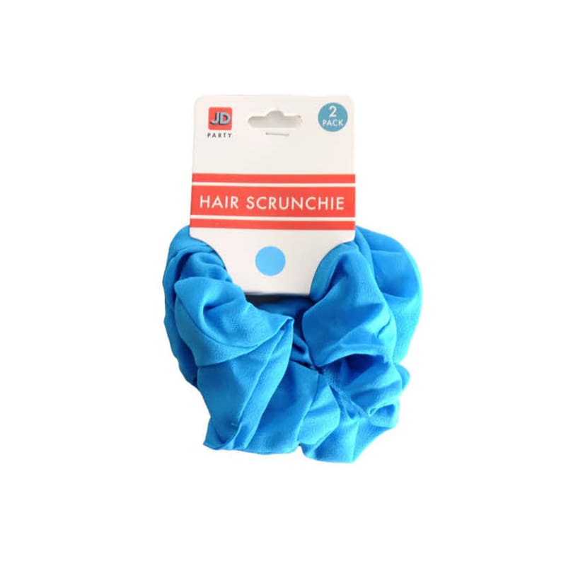 Hair Scrunchies Neon Blue Pk2