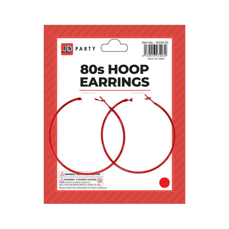 Earrings Hoop Red Pk2