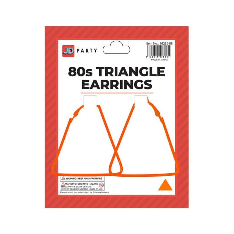 Earrings Triangle Neon Orange Pk2
