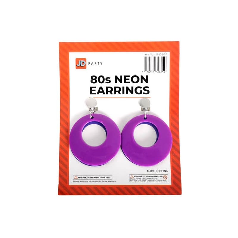 Earrings Oval Neon Purple Clip On