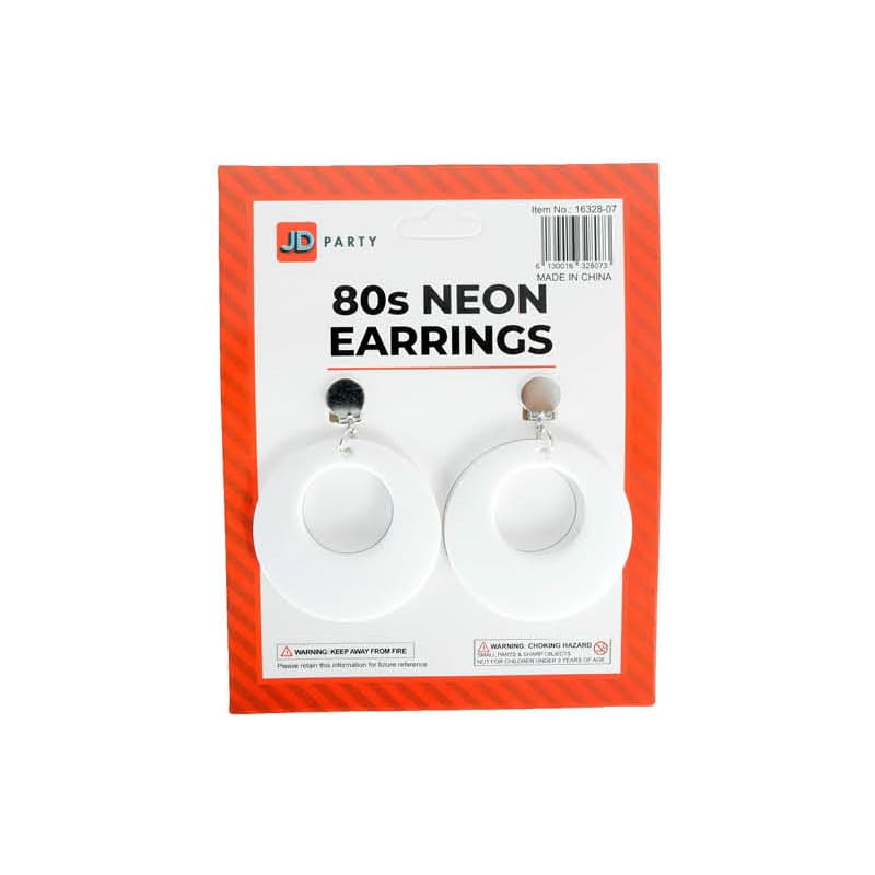 Earrings Oval Neon White Clip On