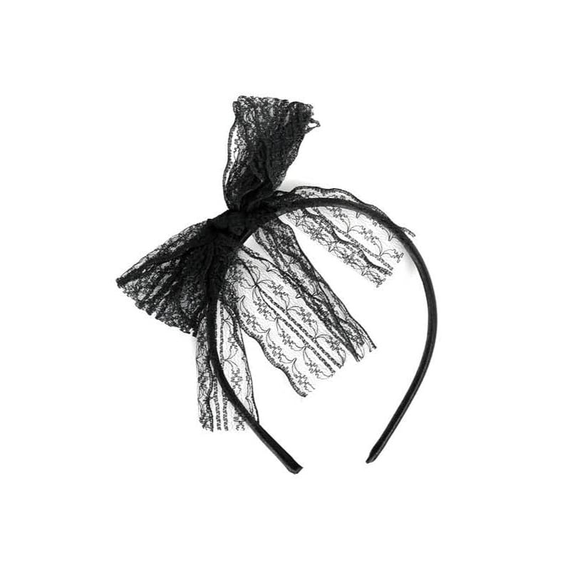 Headband Lace Bow Black