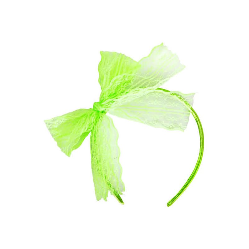 Headband Lace Bow Neon Green