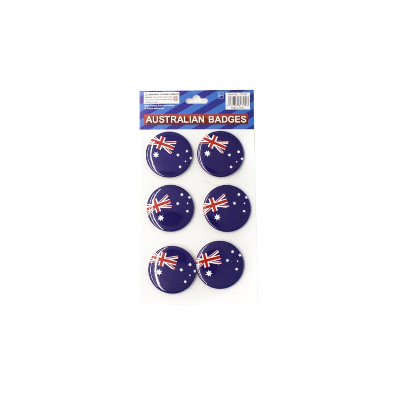 Badges Aussie Flag Round Pk6
