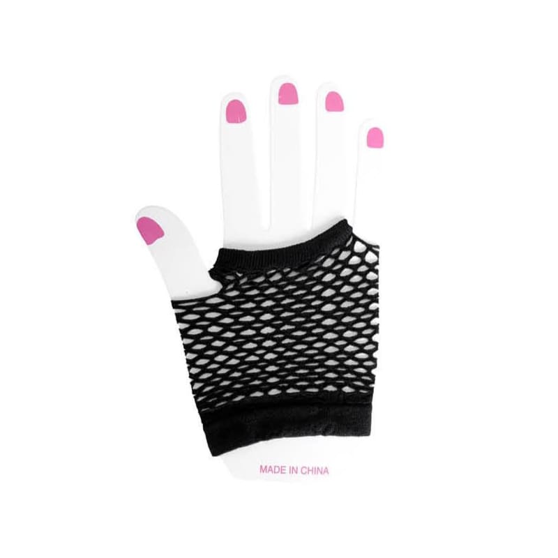 Gloves Fingerless Fishnet Black Short