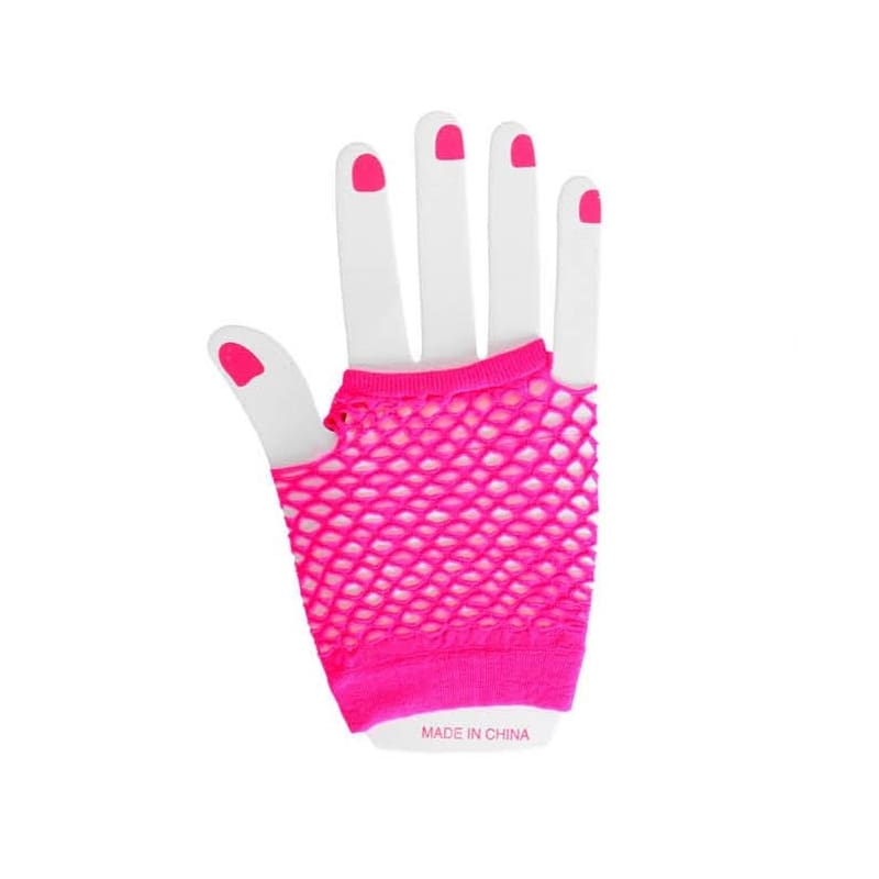 Gloves Fingerless Fishnet Hot Pink Short