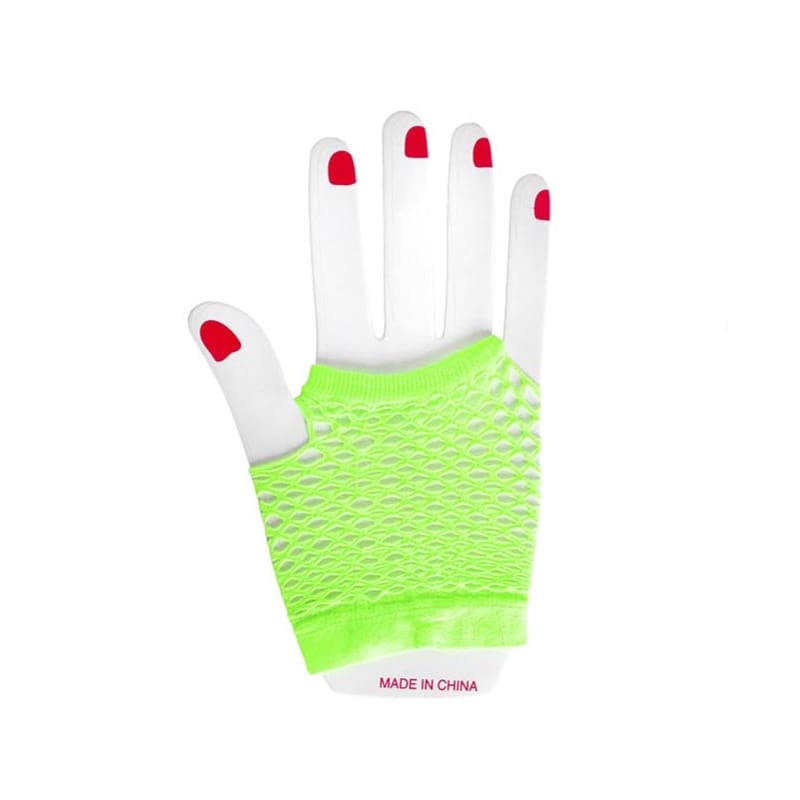 Gloves Fingerless Fishnet Green Short