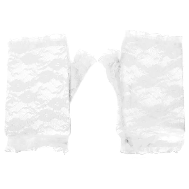 Gloves Fingerless Lace White