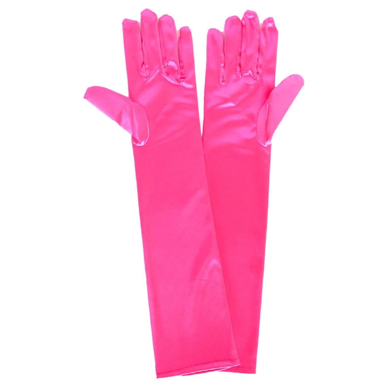 Gloves Long Hot Pink Satin