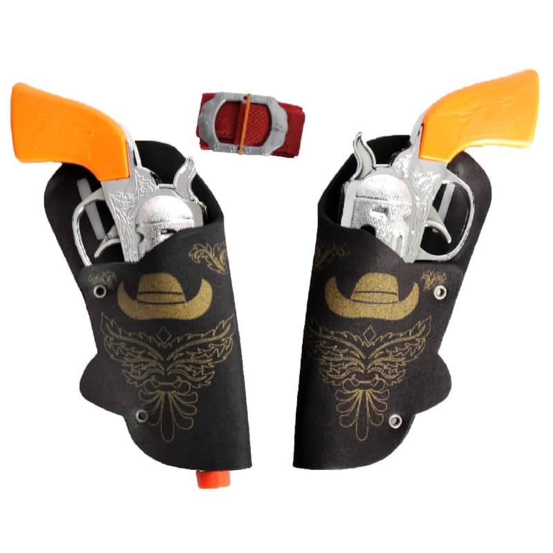 Gun and Holster Cowboy Pistol Twin Silve