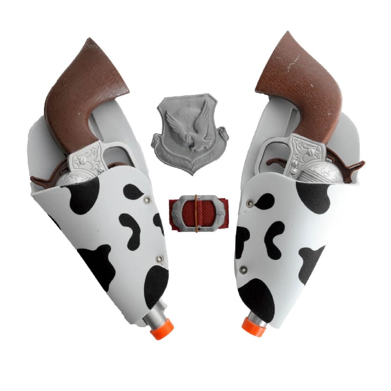 Cowboy Gun Double Holster Cow Black