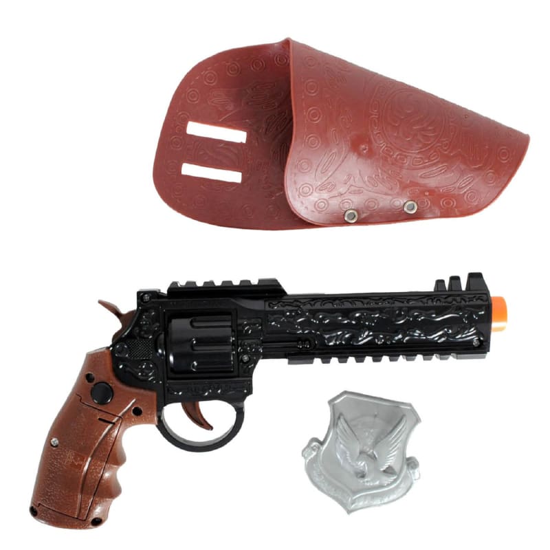 Gun and Holster Cowboy Badge Black