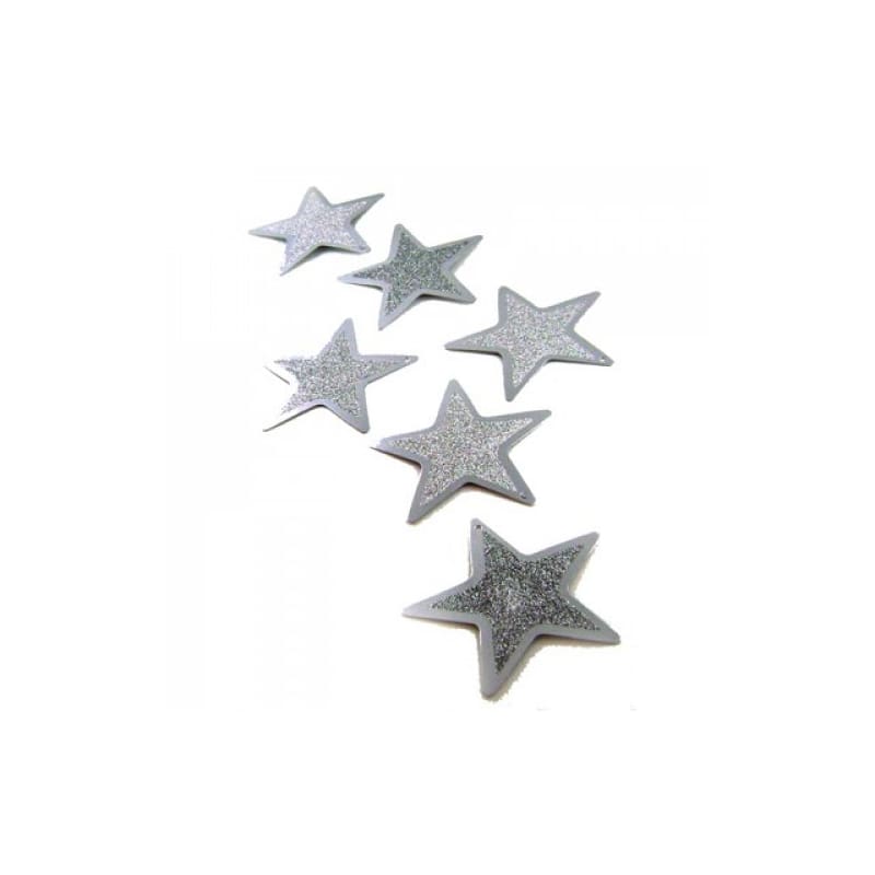 Cutout Stars 10cm Glitter Silver Pk12