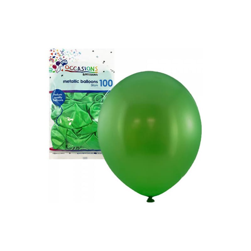 Balloons 30cm Metallic Lime Green Pk100