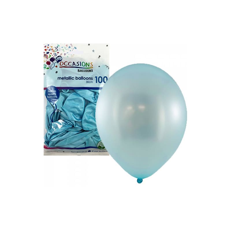 Balloons 30cm Metallic Light Blue Pk100
