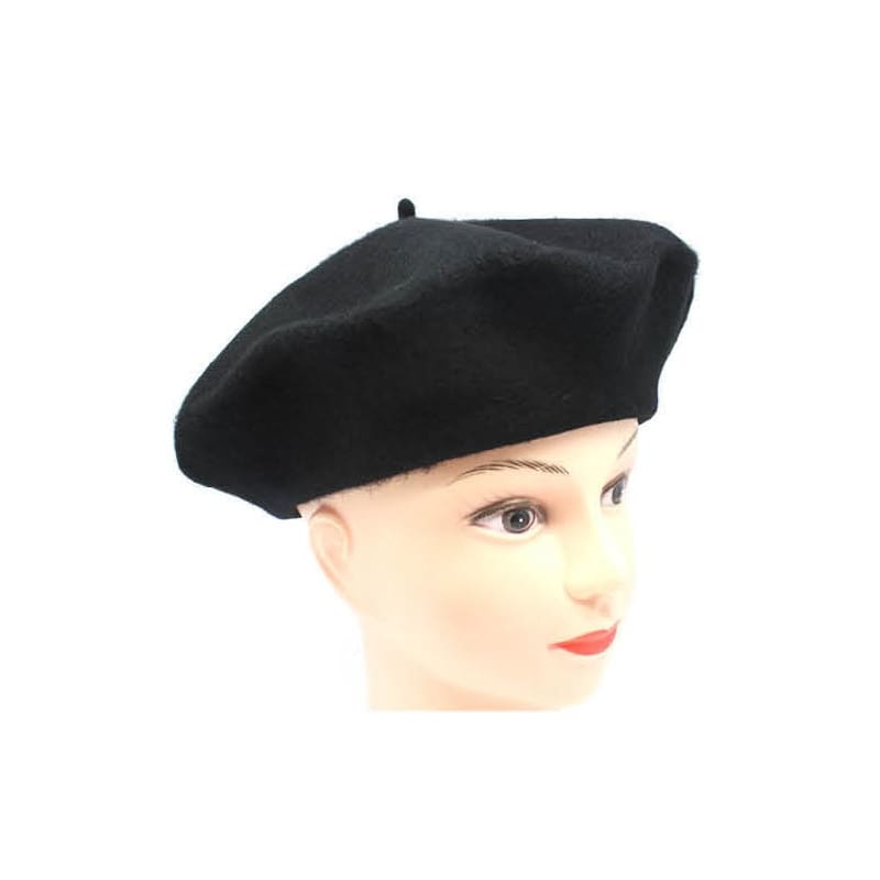 Hat Beret Felt Black
