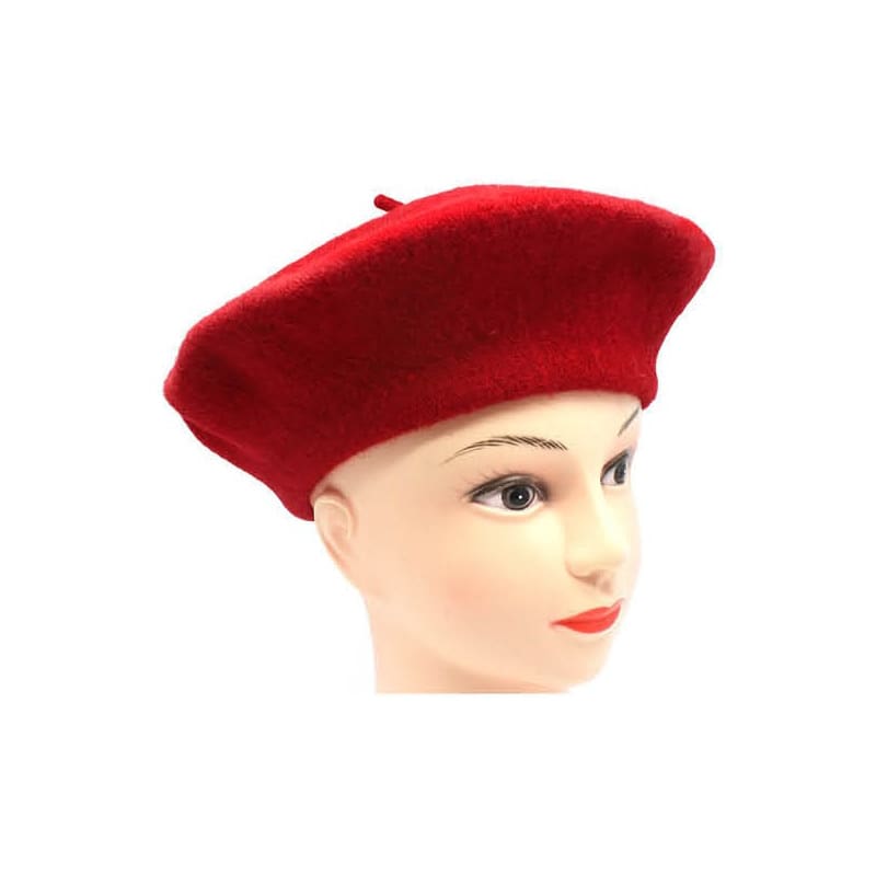 Hat Beret Felt Red