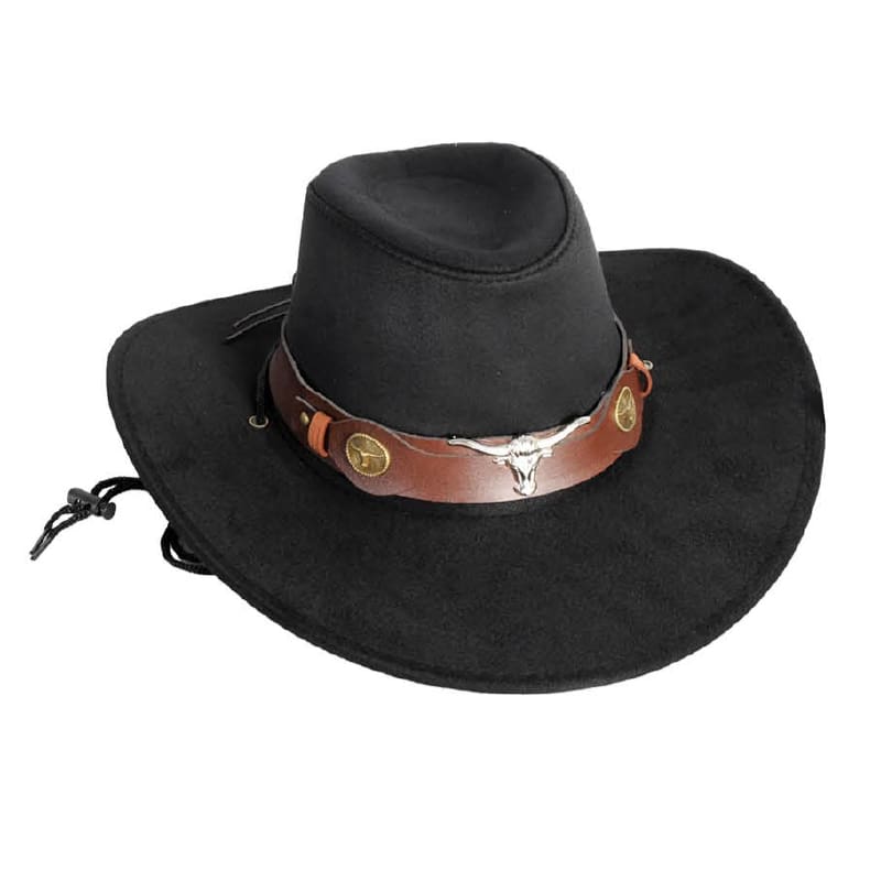Hat Cowboy Black with Bull Band