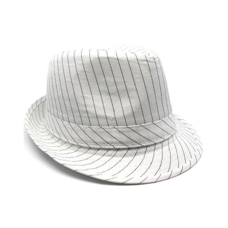 Hat Gangster White Black Pinstripe
