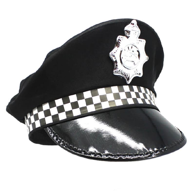 Hat Cap Police Black Checkered