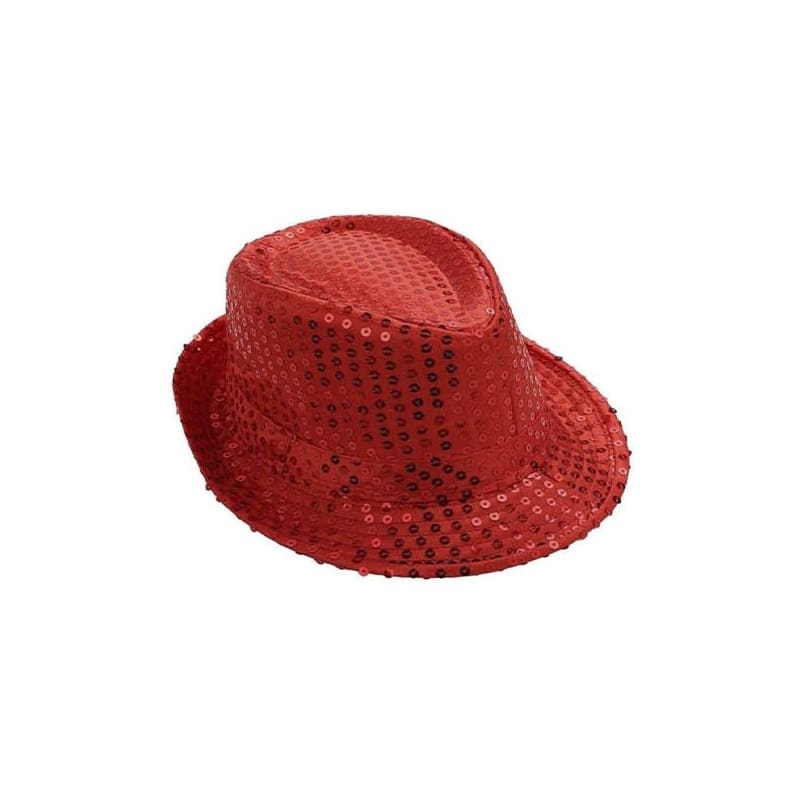 Hat Trilby Sequin Red