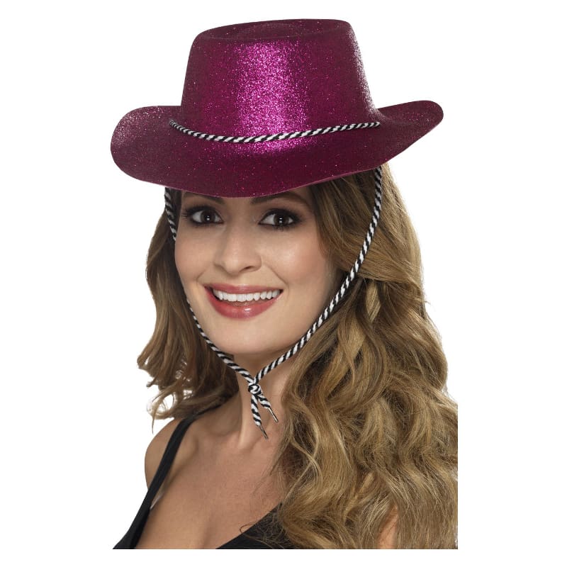 Hat Cowboy Pink Glitter