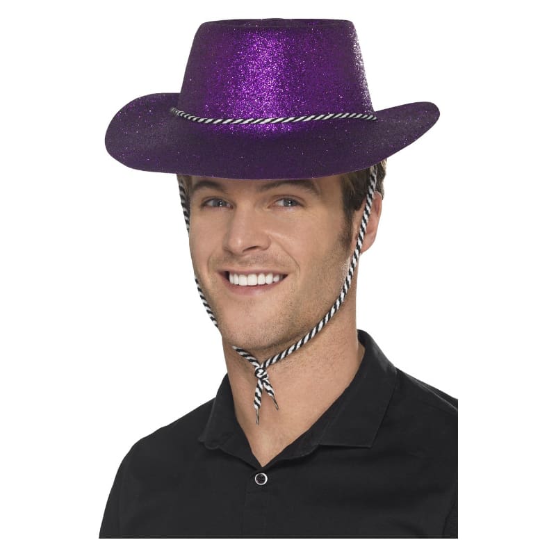 Hat Cowboy Purple Glitter