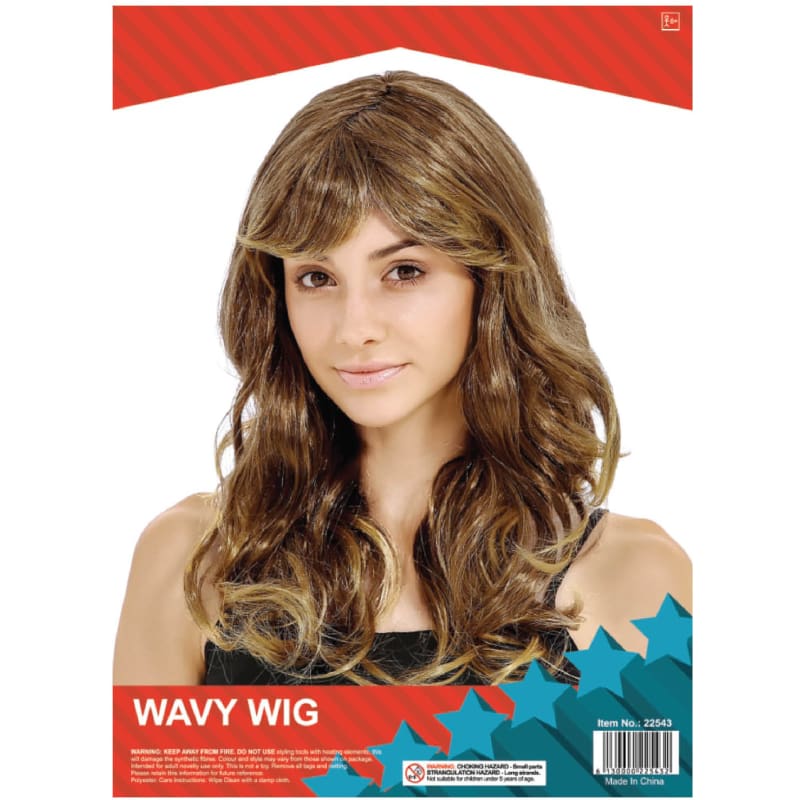 Wig Wavy Brown with Fringe